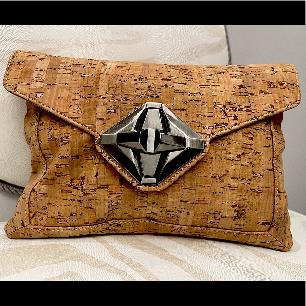 Beautiful cork envelope bag with silver buckle